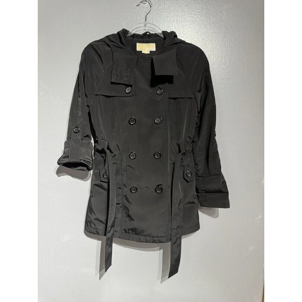 Michael Kors Trench COAT Black Double Breasted SZ XS